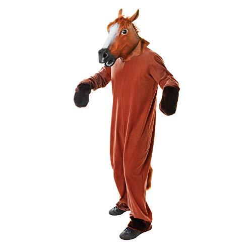 Bristol Novelty - Disfraz enterizo de caballo con máscara incluida (Tamaño Único) (Marrón)