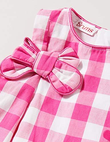 Brums Abito Mussola Vichy con Appl. Vestido, Multicolor (Bianco/Fucsia 01 906), 74 (Talla del Fabricante: 9M) para Bebés