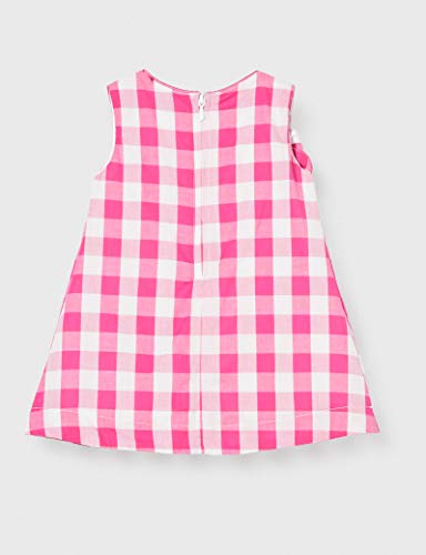 Brums Abito Mussola Vichy con Appl. Vestido, Multicolor (Bianco/Fucsia 01 906), 74 (Talla del Fabricante: 9M) para Bebés