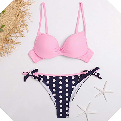 BSbattle 2020 - Bikini para mujer con estampado de lunares, talla grande, traje de baño Biquini#4 - Naranja - Large