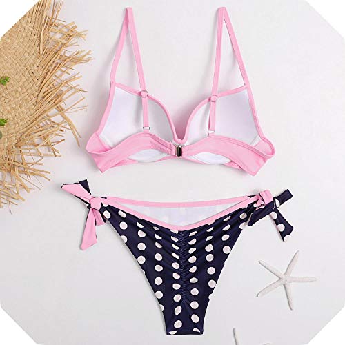 BSbattle 2020 - Bikini para mujer con estampado de lunares, talla grande, traje de baño Biquini#4 - Naranja - Large