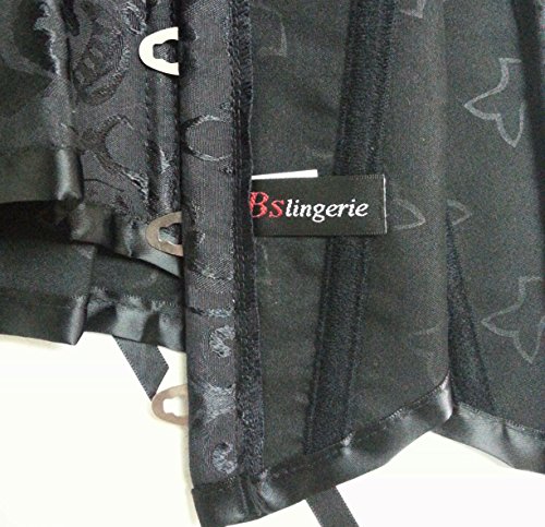 Bslingerie® Corsé para mujer, para reducir la cintura, brocado negro negro large