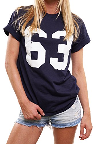 Bulldozer Trikot Oversize Top de Manga Corta - Numero 63 - Football Americano Camiseta para Mujer Bud Azul S