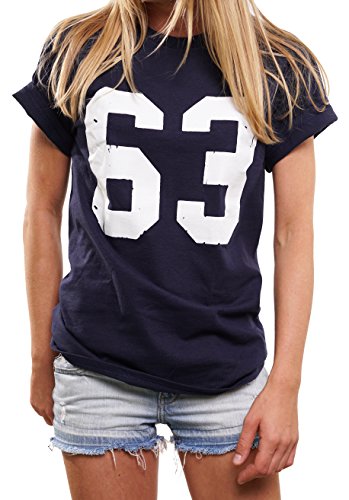 Bulldozer Trikot Oversize Top de Manga Corta - Numero 63 - Football Americano Camiseta para Mujer Bud Azul S