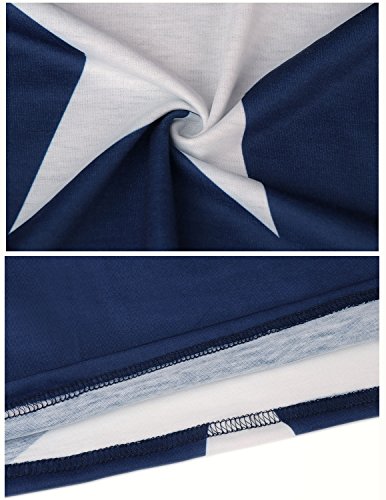 BUOYDM Mujer Camiseta de Fiesta Manga Corta Sin Tirantes Casual T-Shirt para Verano Azul Medium