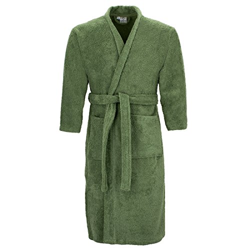 Burrito Blanco Albornoz Hombre o Mujer Ducha Algodón 100% de Rizo Talla XL, Verde Oscuro