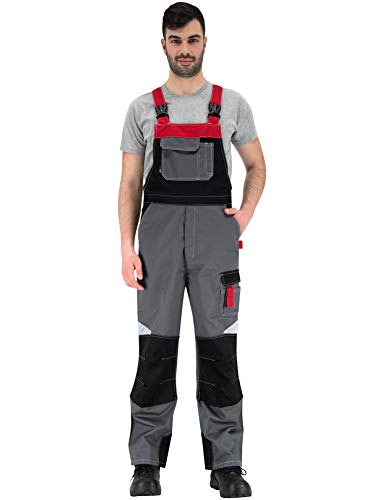 BWOLF Techno - Peto de trabajo para hombre y mujer con elementos reflectantes en gris, rojo y negro Gris/rojo/negro. XXL