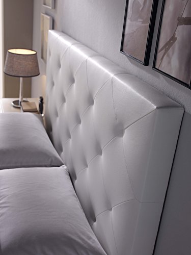 Cabezal tapizado Rombo 160X115 Blanco, Acolchado con Espuma, 8 cm de Grosor, Incluye herrajes para Colgar