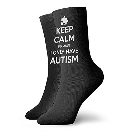 Calcetines deportivos de compresión para hombre y mujer, con texto en inglés «Keep Calm Because I Only Have Autism Ankle Socks
