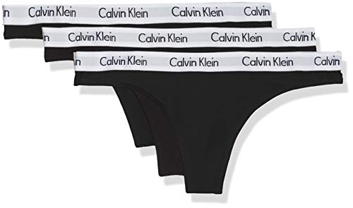 Calvin Klein 3Er-Pack Strings-Carousel Tanga, Negro (Black 001), S para Mujer