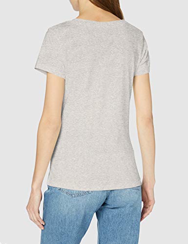 Calvin Klein CK Embroidery Stretch V-Neck Camiseta, Gris (Light Grey Heather P), XL para Mujer
