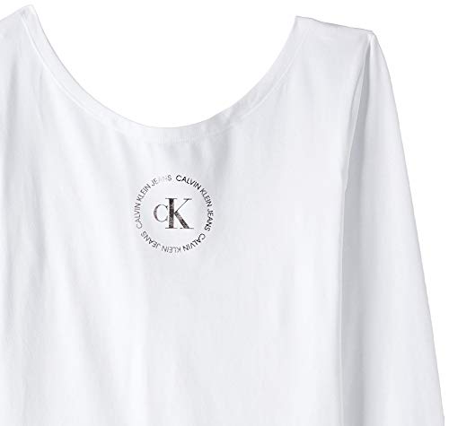 Calvin Klein CK Round Logo Ballet Top Camiseta, Blanco (Bright White Yaf), M para Mujer