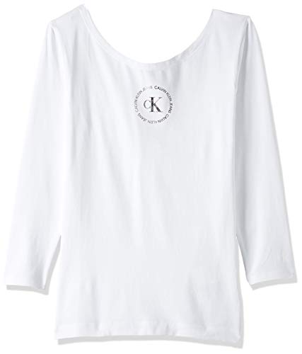 Calvin Klein CK Round Logo Ballet Top Camiseta, Blanco (Bright White Yaf), M para Mujer