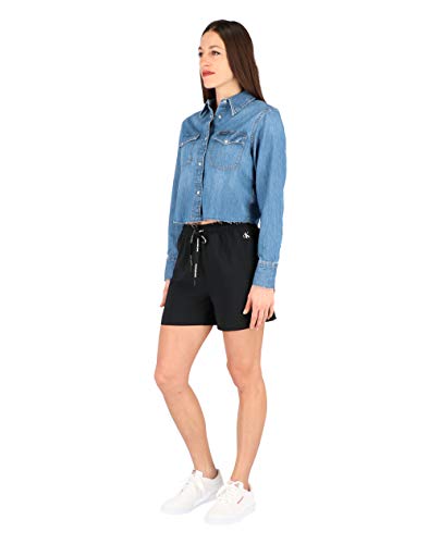 Calvin Klein Cropped Modern Western Shirt Camisa, Azul (Da097 Mid Blue A), M para Mujer
