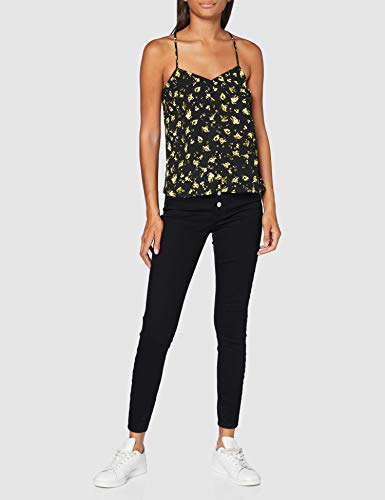 Calvin Klein Cross Back Slip Top Camisa de Deporte, Negro (Black Grungy Halftone Yellow Floral 0gs), L para Mujer