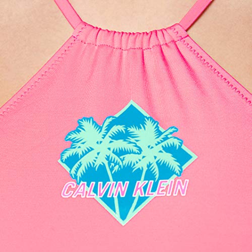 Calvin Klein Halter Bralette Pijama, Rosa (Neon Coral Pink 0J6), XS para Mujer