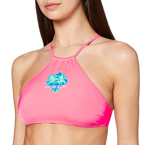 Calvin Klein Halter Bralette Pijama, Rosa (Neon Coral Pink 0J6), XS para Mujer