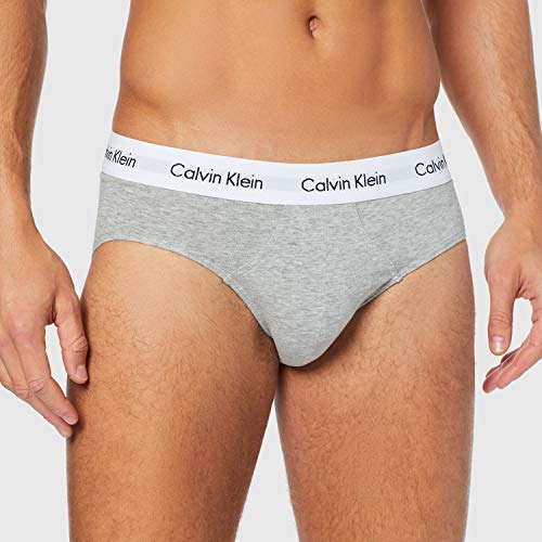 Calvin Klein Hip Brief 3pk Slip, Multicolor (Blanco/Gris/Negro 998), XL (Pack de 3) para Hombre