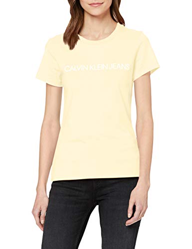Calvin Klein Institutional Logo Slim Fit tee Camiseta, Amarillo (Mimosa Yellow Zhh), L para Mujer