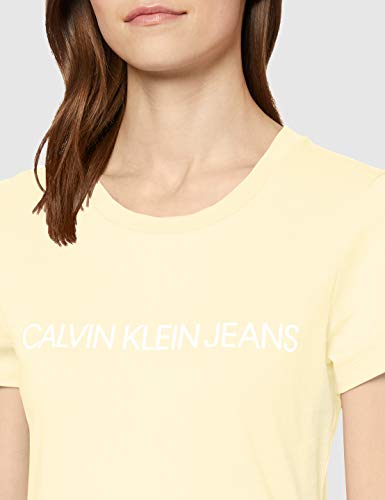 Calvin Klein Institutional Logo Slim Fit tee Camiseta, Amarillo (Mimosa Yellow Zhh), M para Mujer