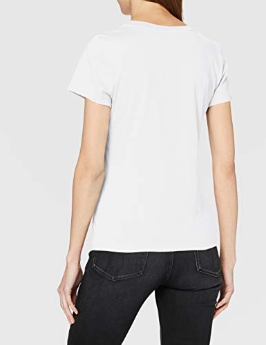 Calvin Klein Institutional Logo Slim Fit tee Camiseta, Blanco (Bright White/Fiery Red 0k4), S para Mujer