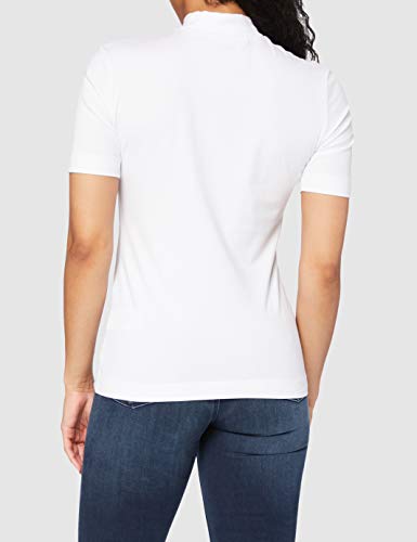 Calvin Klein Jeans Micro Branding Stretch Mock Neck Camiseta, Blanco Brillante, XS para Mujer