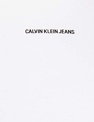 Calvin Klein Jeans Micro Branding Stretch Mock Neck Camiseta, Blanco Brillante, XS para Mujer