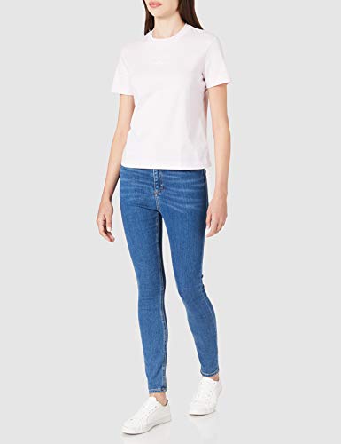 Calvin Klein Jeans Monogram Logo tee Camiseta, Rosa Perlado/Gris Tranquilo, S para Mujer