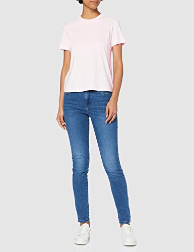 Calvin Klein Jeans Shrunken INSTITUTIONAL tee Cuello extendido, Rosa Perlado, XL para Mujer