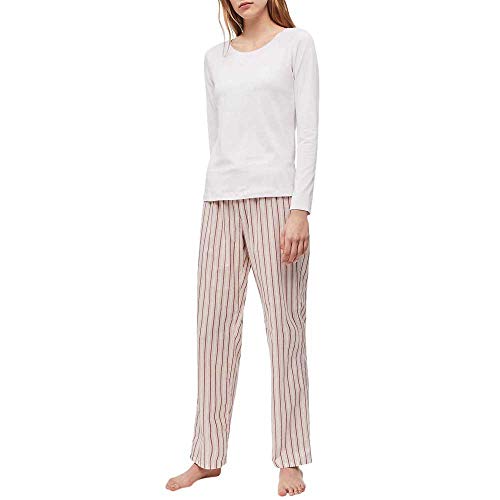 Calvin Klein L/s Pant Set Pijama, Rosa (Upright Stripe Opv), Medium (Pack de 2) para Mujer