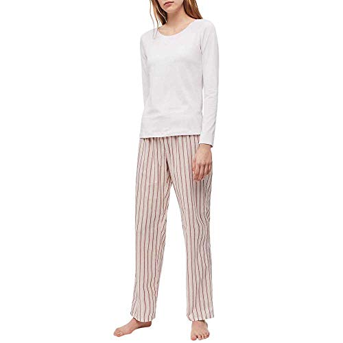 Calvin Klein L/s Pant Set Pijama, Rosa (Upright Stripe Opv), Medium (Pack de 2) para Mujer