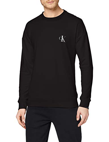 Calvin Klein L/s Sweatshirt Top de Pijama, Negro (Black 001), S para Hombre