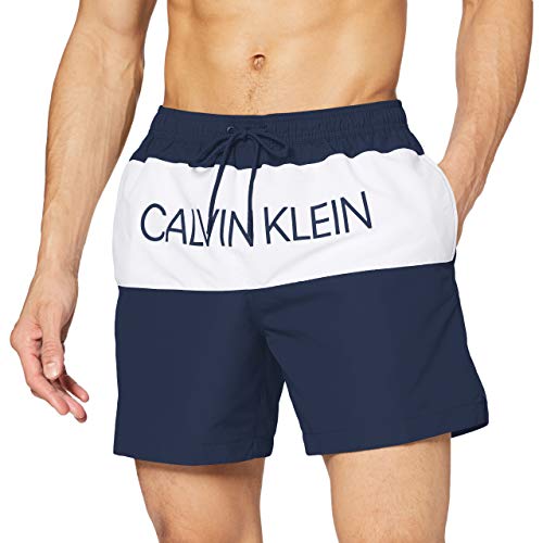 Calvin Klein Medium Drawstring Bañador, Azul (Black Iris CBK), S para Hombre