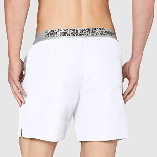 Calvin Klein Medium Drawstring Bañador, Blanco (PVH Classic White YCD), S para Hombre