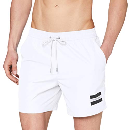 Calvin Klein Medium Drawstring Bañador, Blanco (PVH Classic White YCD), S para Hombre