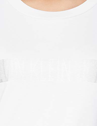 Calvin Klein Metallic Instit Logo Stripe tee Camisa, White, XS para Mujer