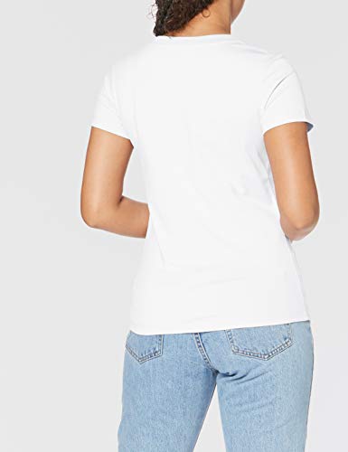 Calvin Klein Metallic Instit Logo Stripe tee Camisa, White, XS para Mujer