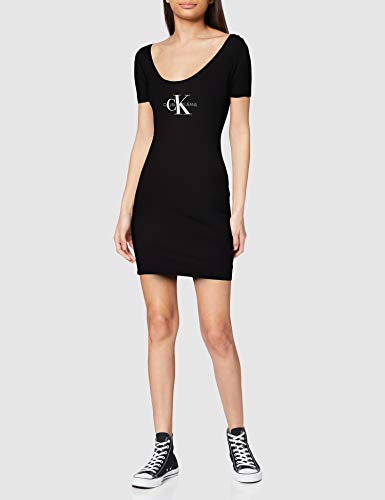 Calvin Klein Monogram Stripe Ballet Dress Vestido, Negro (CK Black Bae), XS para Mujer