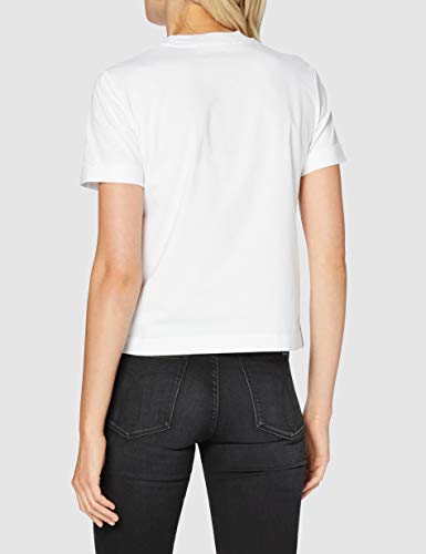 Calvin Klein New York Print CK tee Camisa, White, L para Mujer