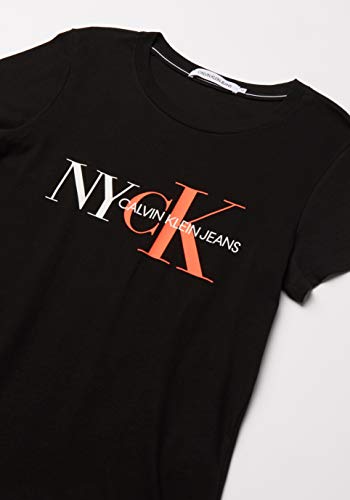 Calvin Klein Nyck Classic Slim tee Camisa, Black, XS para Mujer