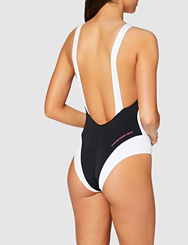 Calvin Klein Plunge Back One Piece Pijama, Negro (PVH Black BEH), L para Mujer