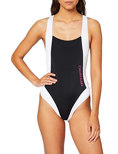 Calvin Klein Plunge Back One Piece Pijama, Negro (PVH Black BEH), L para Mujer