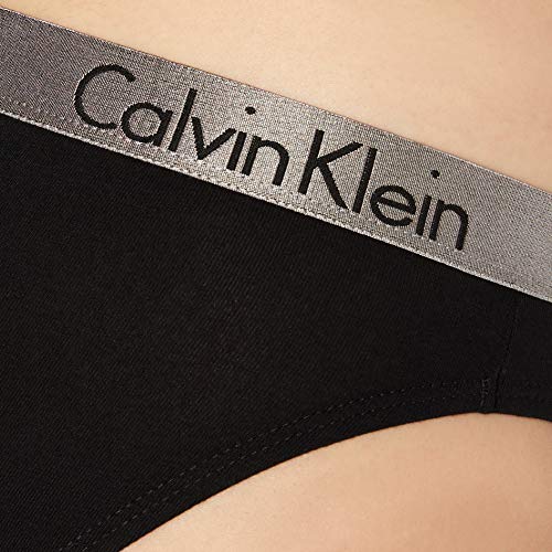 Calvin Klein Radiant Cotton-Bikini Braguita, Negro (Black 001), L para Mujer