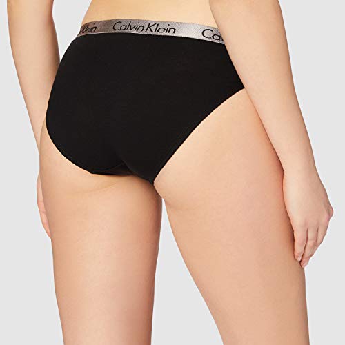 Calvin Klein Radiant Cotton-Bikini Braguita, Negro (Black 001), L para Mujer