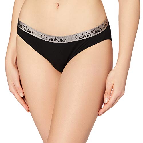 Calvin Klein Radiant Cotton-Bikini Braguita, Negro (Black 001), L para Mujer