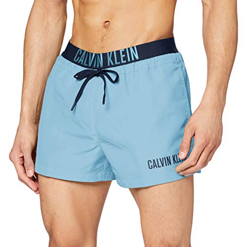 Calvin Klein Short Drawstring WB Bañador, Azul (Air Blue Cae), S para Hombre