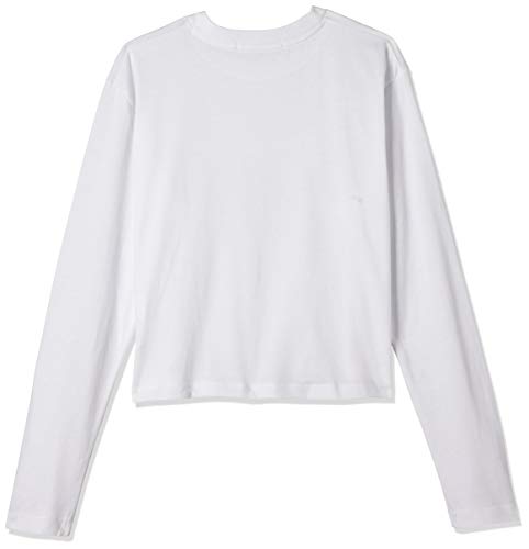 Calvin Klein Shrunken Inst Modern LS tee Camisa, Bright White, S para Mujer