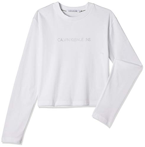 Calvin Klein Shrunken Inst Modern LS tee Camisa, Bright White, S para Mujer