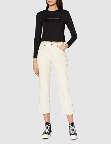 Calvin Klein Shrunken Inst Modern LS tee Camisa, CK Black, XL para Mujer