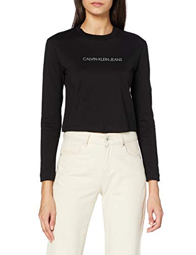 Calvin Klein Shrunken Inst Modern LS tee Camisa, CK Black, XL para Mujer